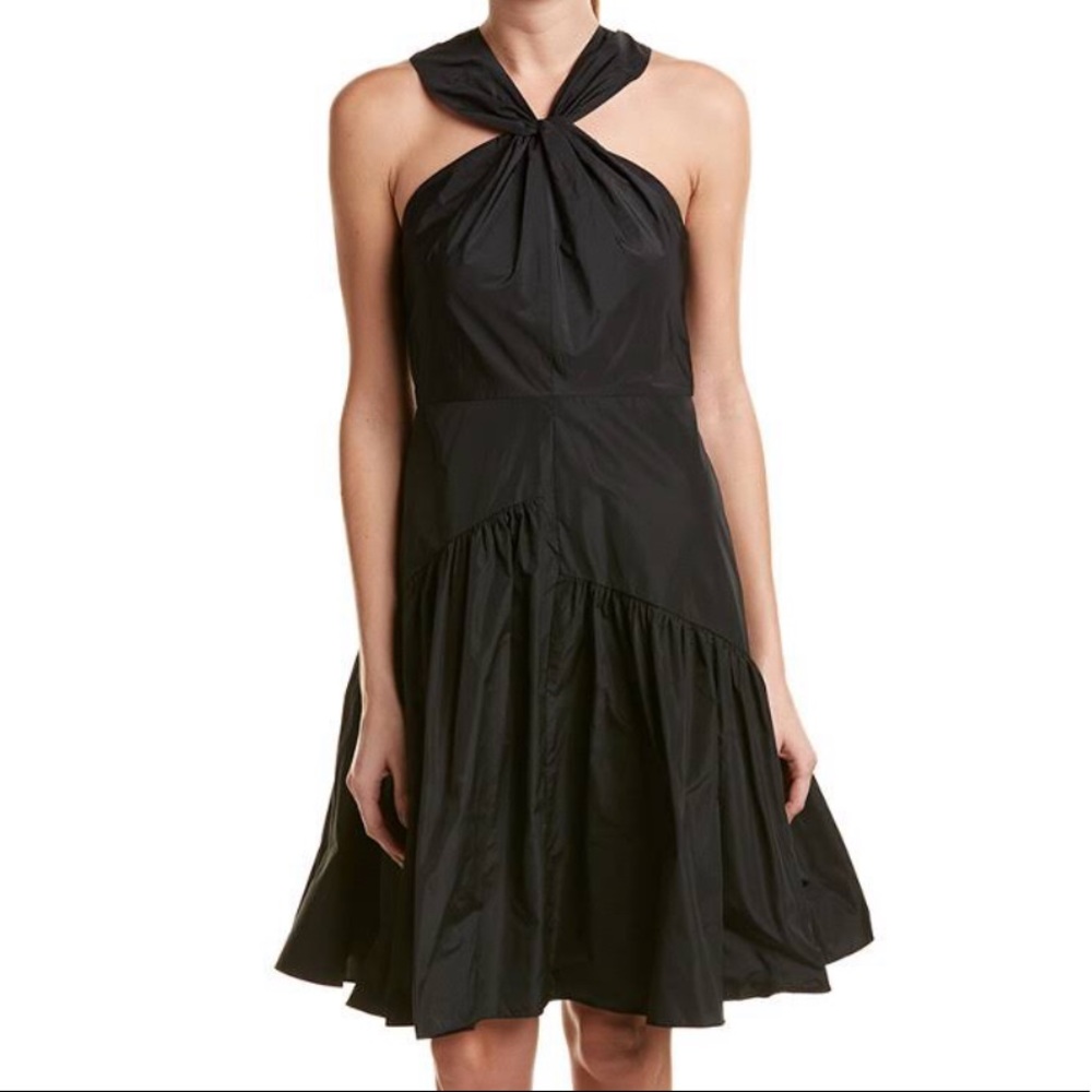 Rebecca Taylor Knot Neck Taffeta Halter Dress